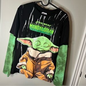 Star Wars The Mandalorian Kids Shirt - Black and Green